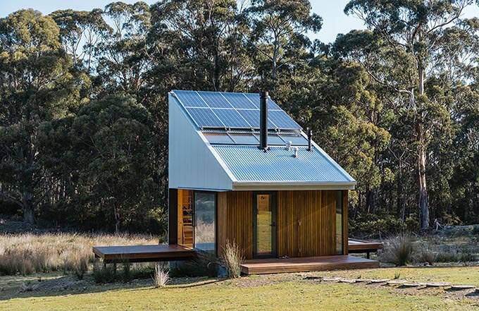 mini house solar panels and entry porch