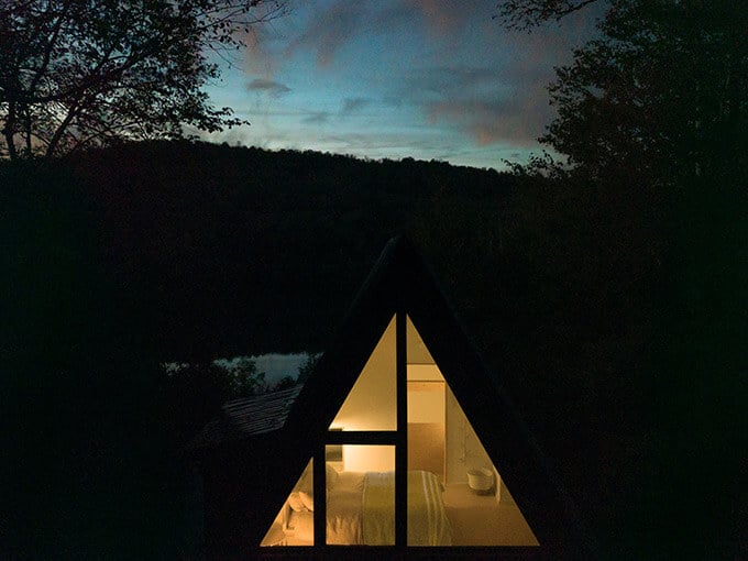 a-frame-exterior-night